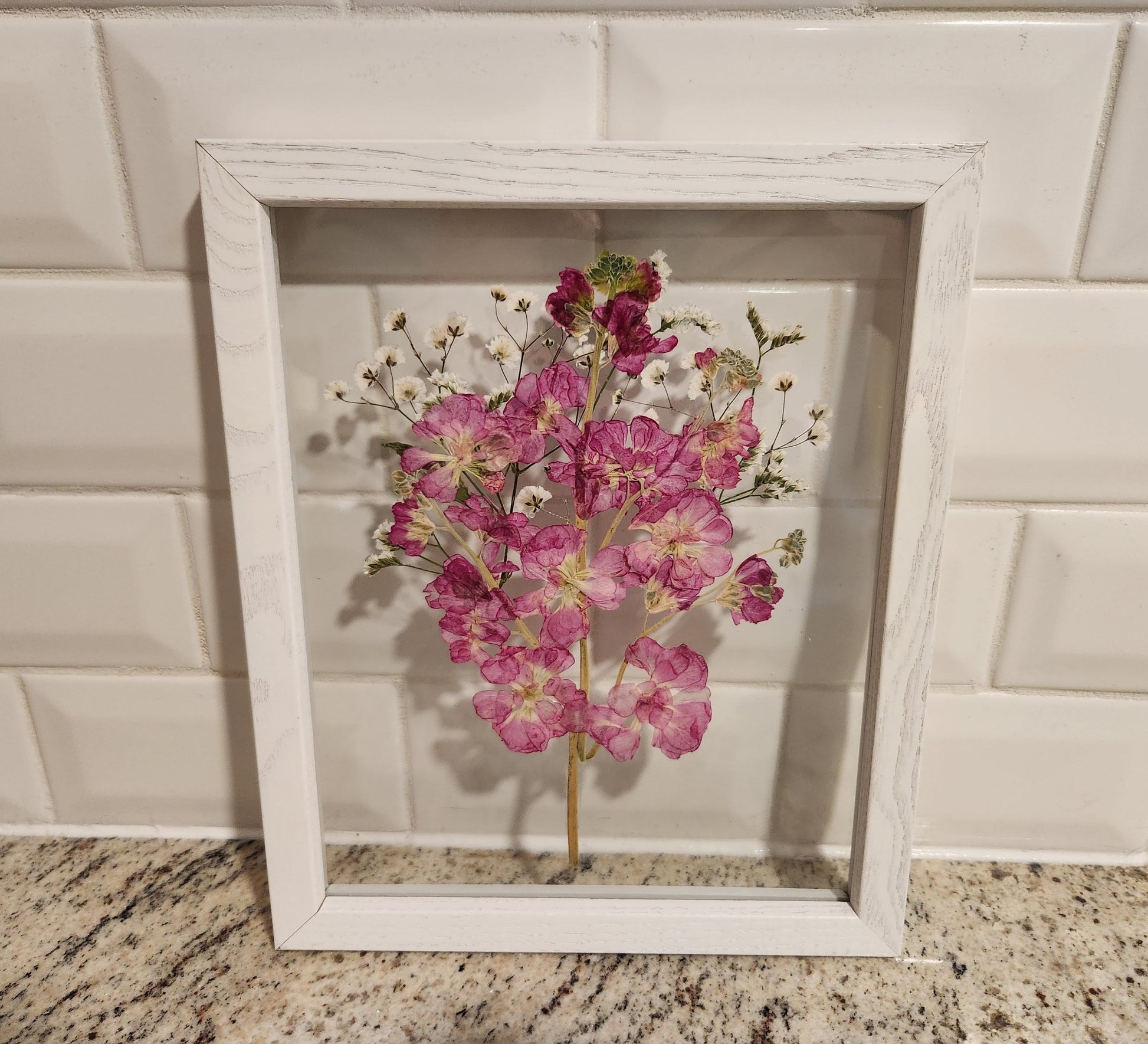 Pressed Flowers - 8x10 Bouquet style White frame