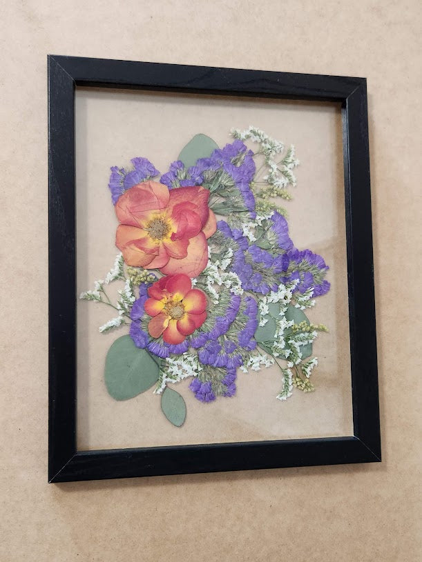 Pressed Flowers - 8x10 Burst style Black frame